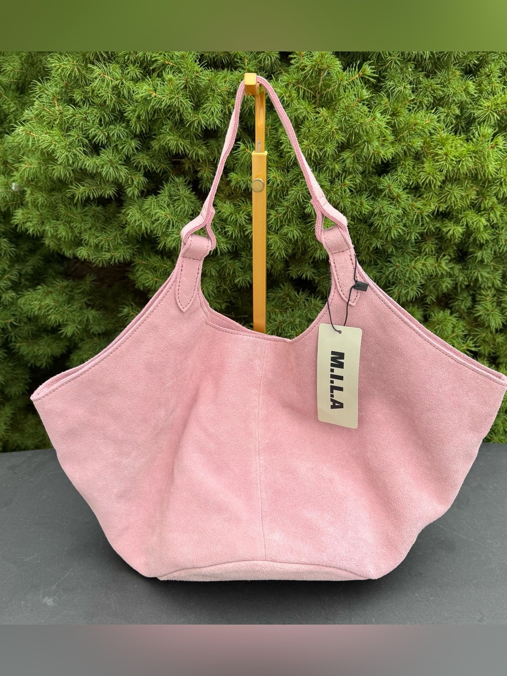 M.I.L.A Emma Bag in Buttery Soft Pink Suede NWT